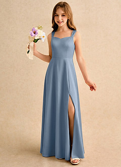 Azazie Makani Girls Formal Sukienki dla dziewczynek sypiących kwiaty Linia A Dekolt w kształcie serca Matowy satynowy Długość podłogi Sukienka image3