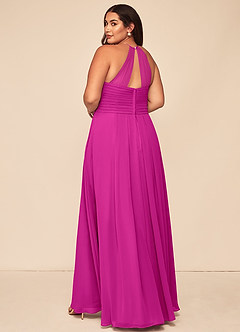 Azazie Ginger Bridesmaid Dresses Fuchsia A-Line Halter Pleated Chiffon Dress image9