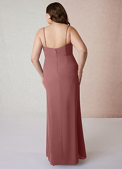 Azazie Tayla Bridesmaid Dresses Desert Rose Sheath Square Neckline Chiffon Dress image7