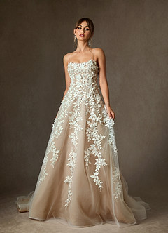 Azazie Alyson Abiti da Sposa Abito Principessa in Pizzo Diamante Bianco Nudo image3