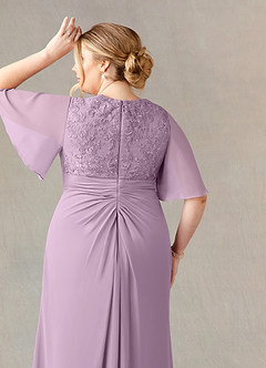 Azazie Carson Kleider für die Brautmutter A-Linie V-Hals Spitze Chiffon Kleid Blauregen image11