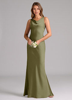 Azazie Allettie Bridesmaid Dresses Pistachio Mermaid Stretch Satin Dress image3