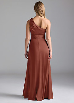 Azazie Dallas Jurken voor bruidsmeisjes Jurk van Stretch Satijn met A-Lijn One-Shoulder Kastanjebruin image2