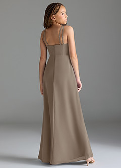 Azazie Leo Junior Taupe Mermaid Pleated Chiffon Dress image5