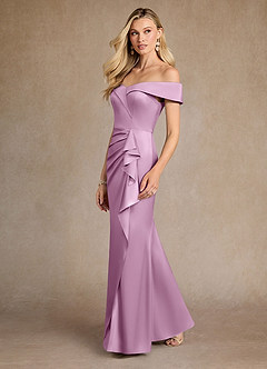 Azazie Laredo Mother of the Bride Dresses Wisteria Mermaid Off the Shoulder Stretch Satin Dress image5