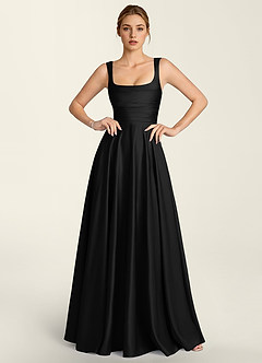 Margot Schwarz Satin-Korsett-A-Linien-Kleid image1