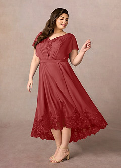 Azazie Palana Mother of the Bride Dresses Rust A-Line Lace Chiffon Dress image8