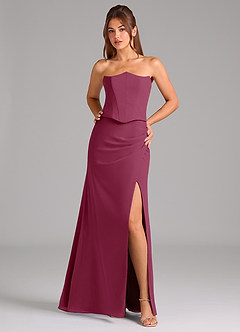 Azazie Jenine Bridesmaid Dresses Mulberry Mermaid Strapless Chiffon Dress image1