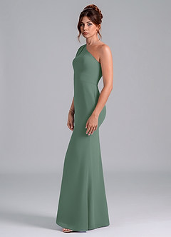 Azazie Rinna Bridesmaid Dresses Eucalyptus Mermaid One Shoulder Chiffon Dress image4