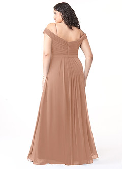 Azazie Audrianna Bridesmaid Dresses Champagne Rose A-Line Off-The-Shoulder Gathered Chiffon Convertible Dress image8