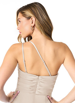 Azazie Eren Brautjungfernkleider Meerjungfrau-Linie One-Shoulder Stretch-Satin Kleid Alabaster Weiß image5
