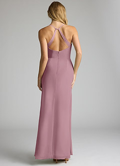 Azazie Becca Bridesmaid Dresses Vintage Mauve Sheath V-Neck Chiffon Dress image5