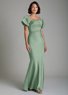 Azazie Lea Bridesmaid Dresses Matcha Mermaid Off the Shoulder Stretch Satin Convertible Dress image9