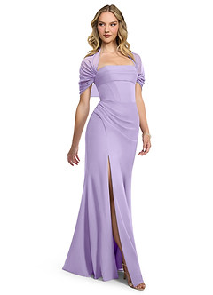 Azazie Zia Bridesmaid Dresses Lilac Sheath Side Slit Chiffon Convertible Dress image3