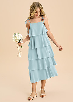 Azazie Shortcake Junior Mist A-Line Bow Chiffon Dress image3