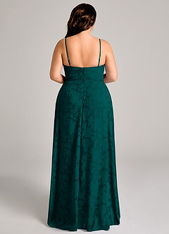 Azazie Moira Bridesmaid Dresses Pine A-Line Side Slit Floral Burnout Dress image11