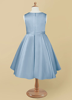 Azazie Coco Flower Girl Dresses Powder Blue A-Line Bow Matte Satin Dress image6