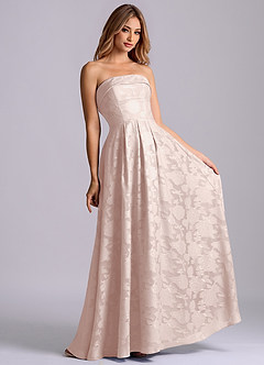 Azazie Lucienne Jurken voor bruidsmeisjes Jurk van Bloemen Burn-out met A-Lijn Strapless Blozend Roze image4