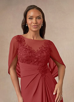 Azazie Hera Mother of the Bride Dresses Rust A-Line Lace Capelet Chiffon Dress image5