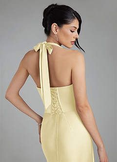 Azazie Torrance Robes de demoiselle d'honneur Robe Sirène en Satin extensible Corset Sorbet Citron image2