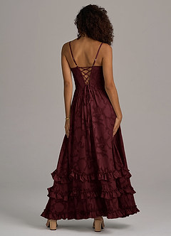 Azazie Lettie Bridesmaid Dresses Cabernet A-Line Corset Floral Burnout Dress image6