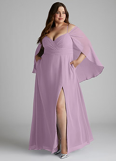 Azazie Cienna Bridesmaid Dresses Wisteria A-Line Off the Shoulder Chiffon Dress image9