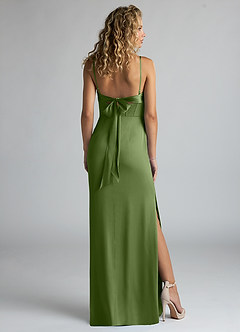 Azazie Mai Bridesmaid Dresses Juniper Sheath Pleated Stretch Satin Dress image2