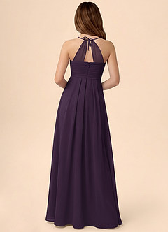 Azazie Ginny Junior Plum A-Line Pleated Chiffon Dress image4