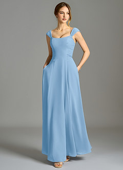 Azazie Oasis Brudtärnklänningar Klä av A-Linje i Chiffong med fickor Puderblå image6