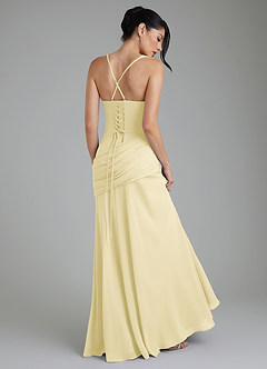 Azazie Toya Bridesmaid Dresses Lemon Sorbet A-Line Corset Chiffon Dress image7