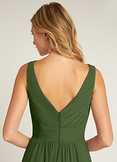 Azazie Pierrette Bridesmaid Dresses Olive A-Line Pleated Chiffon Dress image6