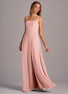 Azazie Debra Bridesmaid Dresses Rosette A-Line with Pockets Chiffon Convertible Dress image2