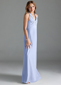 Azazie Tessie Junior Ice A-Line Pleated Chiffon Dress image4