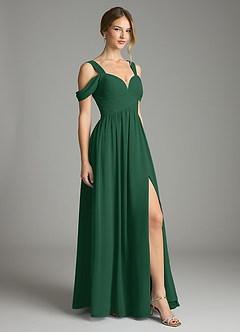 Azazie Lianne Bridesmaid Dresses Dark Green A-Line Off the Shoulder Chiffon Dress image5