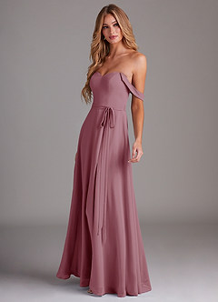 Azazie Aaron Final Sale Vintage Mauve A-Line Off the Shoulder Chiffon Convertible Dress image5