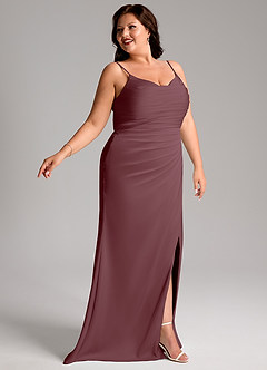 Azazie Deandra Bridesmaid Dresses Sangria Mermaid Pleated Stretch Satin Dress image11