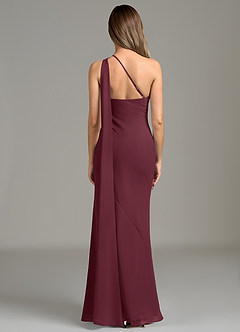 Azazie Juniper Bridesmaid Dresses Cabernet Mermaid One Shoulder Chiffon Dress image6