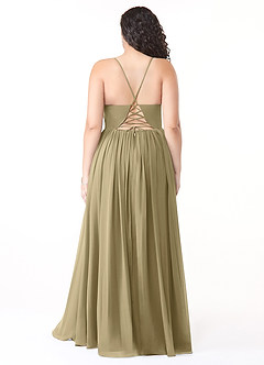 Azazie Aaida Bridesmaid Dresses Moss Green A-Line Corset Chiffon Dress image8