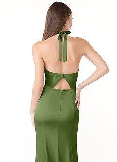 Azazie Emeria Brudtärnklänningar Klänning av Sjöjungfru i Stretch Satin Plisserad Enbärsgrön image3