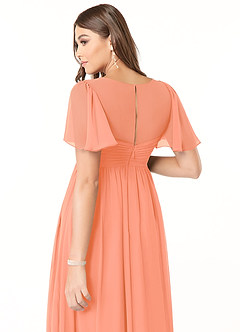 Azazie Verna Brautjungfernkleider für Schwangere A-Linie V-Hals Gerüscht Chiffon Bodenlänge Kleid image6