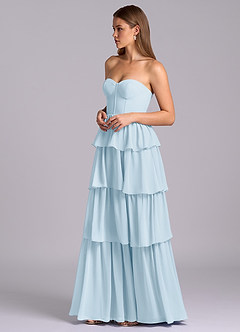 Azazie Faye At-home Try On Dresses Black A-Line Sweetheart Neckline Chiffon Dress image5