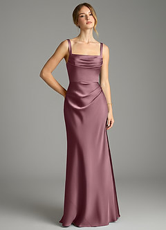 Azazie Alouette Bridesmaid Dresses Amethyst Mermaid Pleated Stretch Satin Dress image1