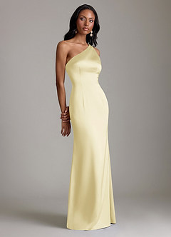 Azazie Voni Abiti da Damigella Abito Sirena in Raso Elasticizzato Monospalla Sorbetto Al Limone image1