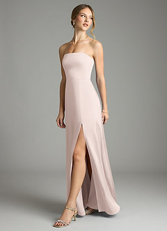Azazie Wren Bridesmaid Dresses Blushing Pink A-Line Strapless Stretch Satin Convertible Dress image5