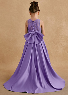 Azazie Sammy Flower Girl Dresses Tahiti A-Line Lace Matte Satin Dress image4