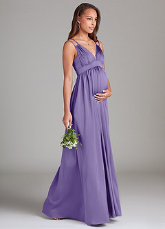 Azazie Emree Maternity Bridesmaid Dresses A-Line Stretch Satin Floor-Length Dress with Pockets image4