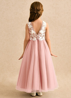 Azazie Mixie Jurken voor bloemenmeisjes Baljurk Jurk van Kant Rozet image4