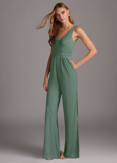 Azazie Ida Venta Final Eucalipto de Chifón elástico de Mono con Plisado image1