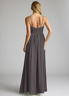 Azazie Alia Bridesmaid Dresses Steel Grey A-Line Pleated Chiffon Dress image5