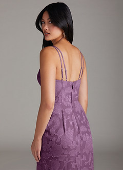 Azazie Leo Bridesmaid Dresses Wisteria Sheath Pleated Floral Burnout Dress image6